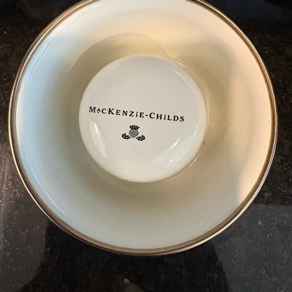 MacKenzie-Childs Buttercup Floral Yellow Dot Cat Bowl - Picture 2 of 4